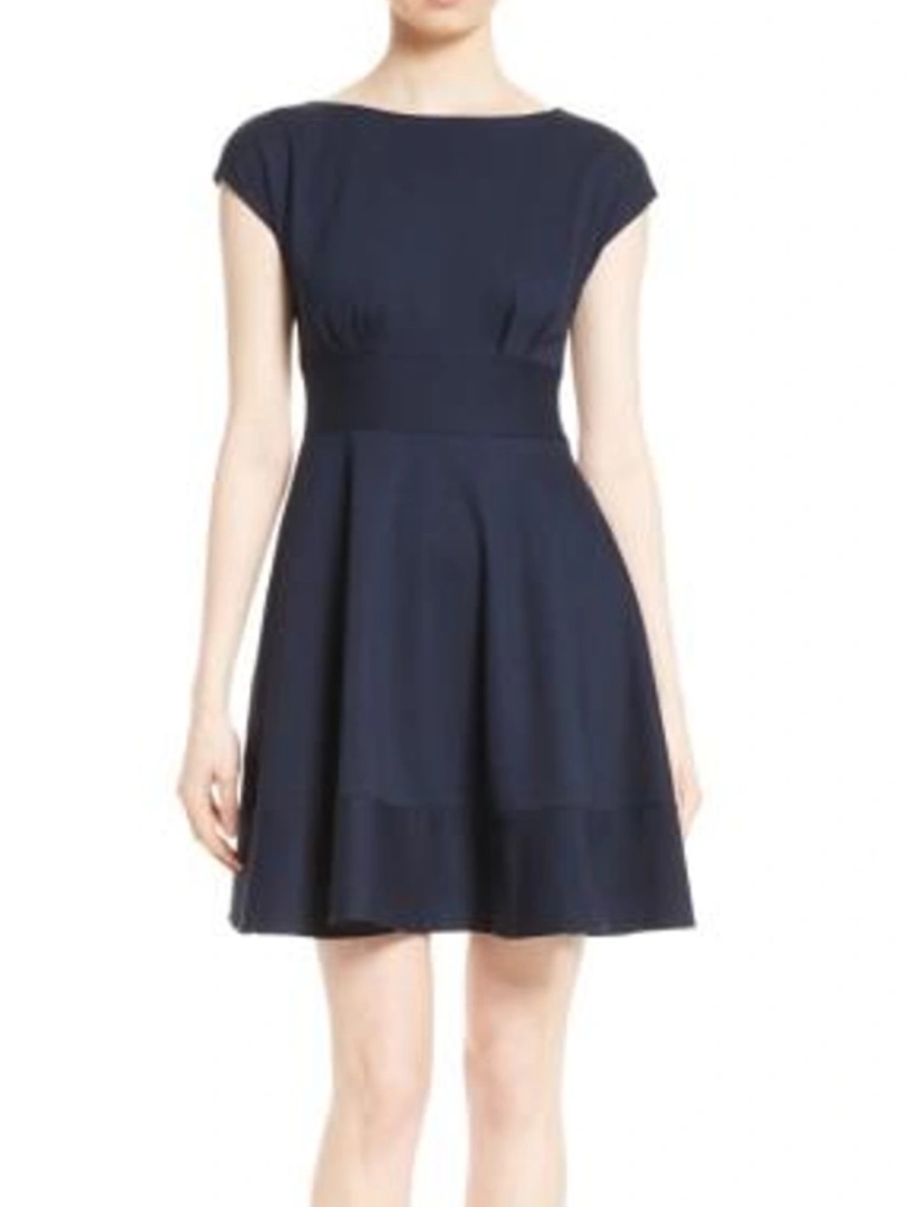 FIORELLA PONTE SHORT-SLEEVE DAY DRESS IN RICH NAVY